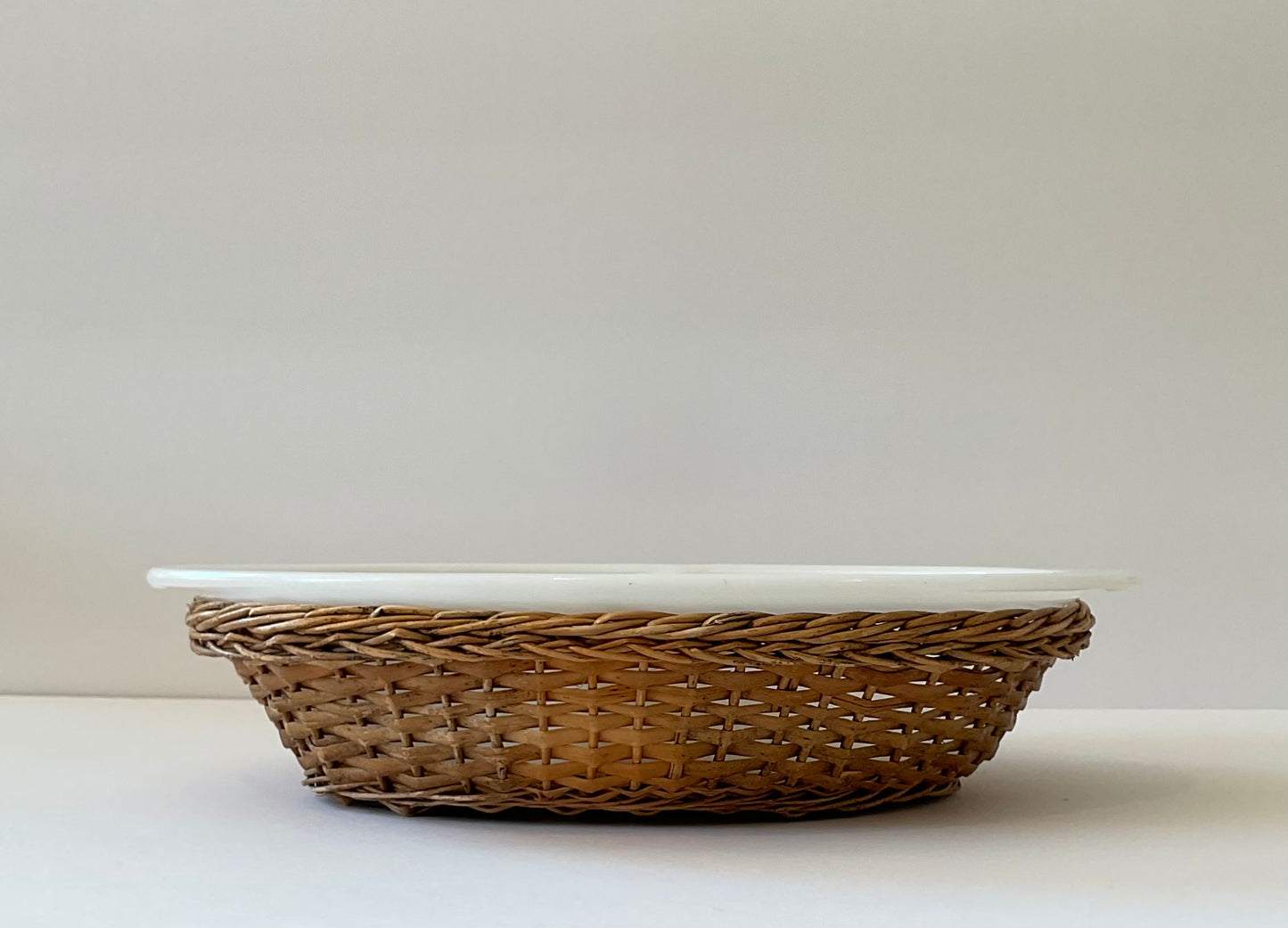 Vintage Glasbake Divided Casserole with Serving Basket Included