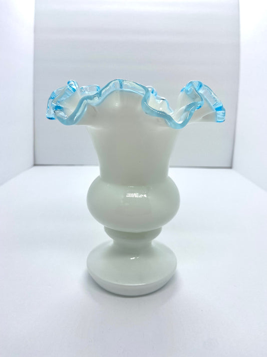 Vintage Fenton Aqua Crest Weil Vase 6 1/2"