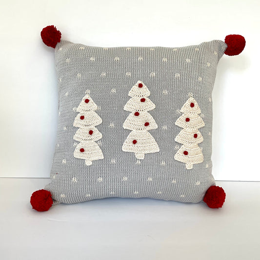 12" Christmas Tree on Gray Pillow with Filler