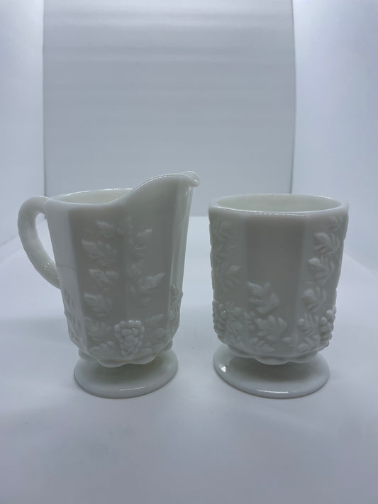 Vintage Westmoreland Paneled Sugar & Creamer Set