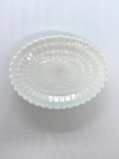 Vintage Avon Milk Glass Pedestal Owl Soap Dish