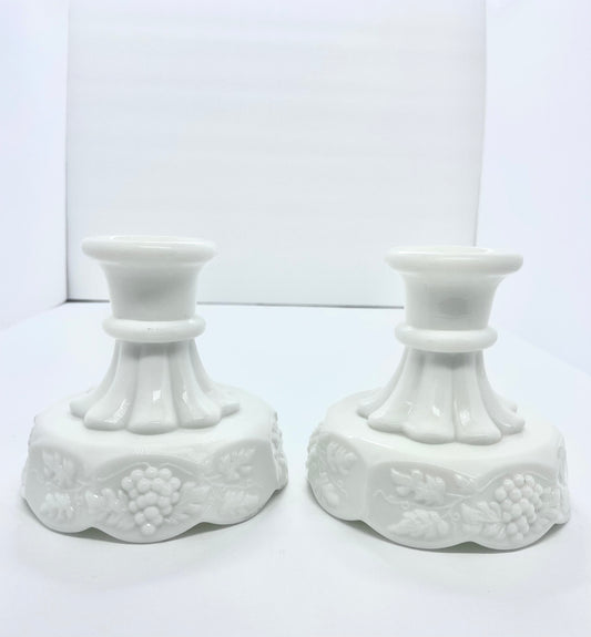 Vintage Westmoreland Grape Paneled Candlesticks