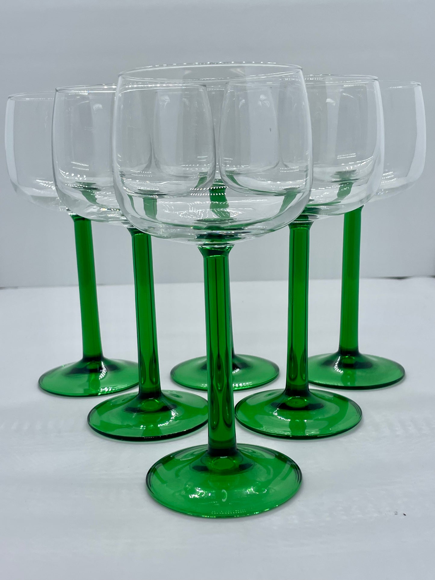 Vintage French Luminarc Green Thick Stem Wine Glasses, Set of 6 – The  Cupboard Shop NJ