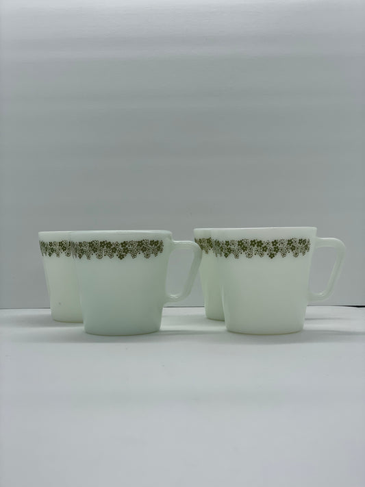 Set of 2, Vintage Pyrex Spring Blossom Green Daisy Mugs