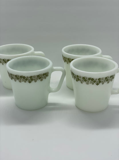 Set of 2, Vintage Pyrex Spring Blossom Green Daisy Mugs