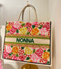 Bright Spring Floral Roses Large Beaded Tote