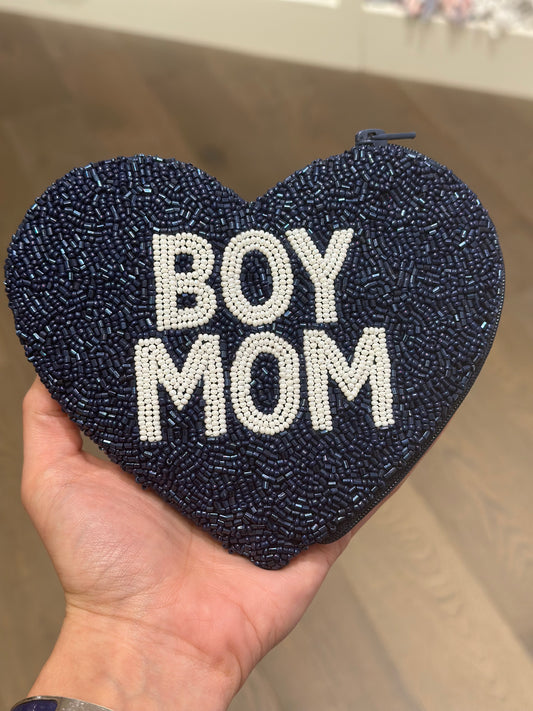 Boy Mom Heart Shape Coin Purse