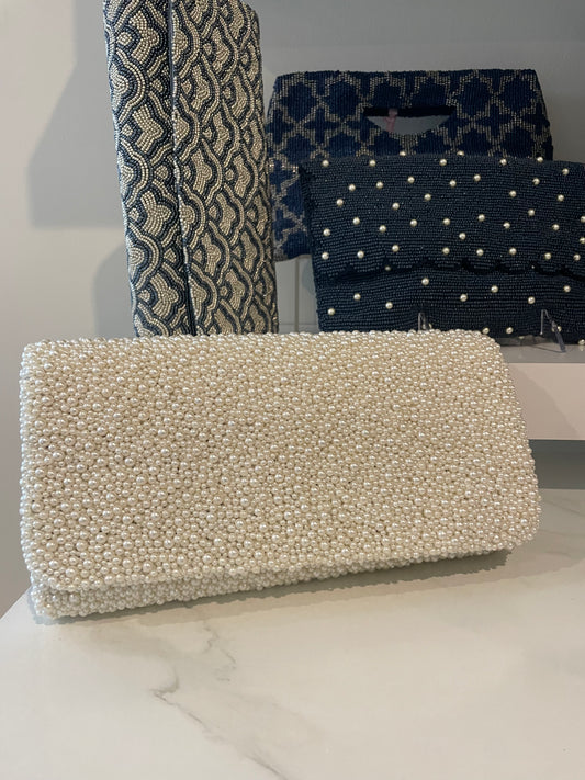 Beaded Pearl Clutch Evening Bag
