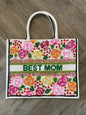 Bright Spring Floral Roses Large Beaded Tote