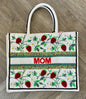 Raised Flower & Strawberry Large Beaded Tote