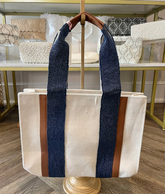 Solid Stripe Canvas Tote