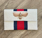 White Gold Bee W/ Red & Blue Stripe Evening Bag