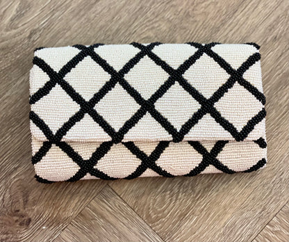 Structured Beaded Criss-Cross Clutch