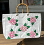 Hydrangea Tote W/ Bamboo Handles