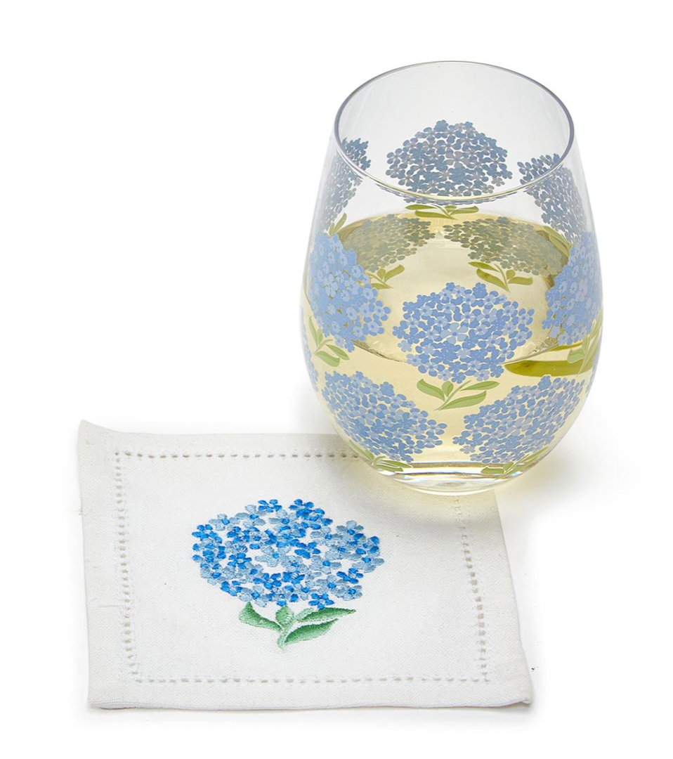 Hydrangea Stemless Wine Glass