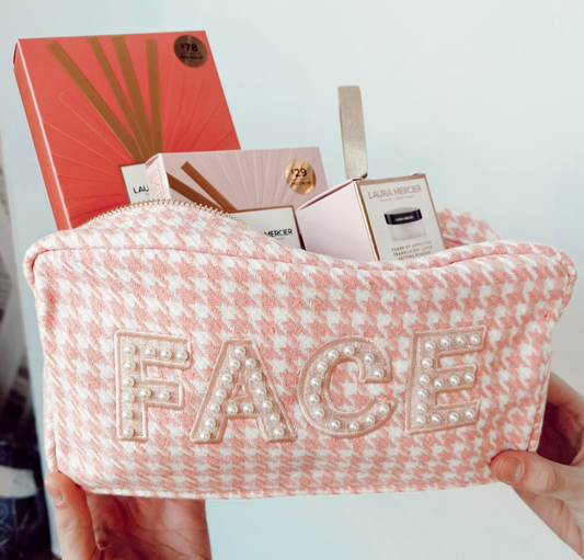 Pink FACE Houndstooth Bag/Pouch