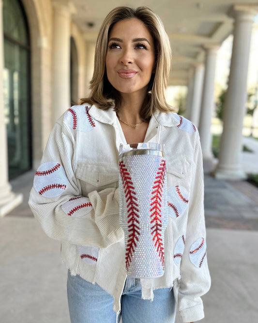 Baseball Cream Corduroy Jacket