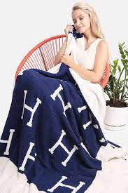 Two Tone with H Pattern Luxury Soft Throw Blanket