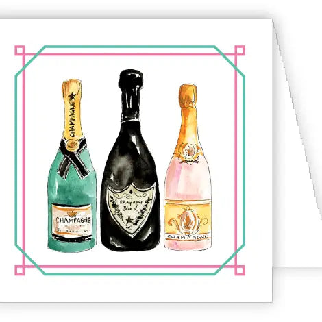 Handpainted Champagne Bottles Enclosure Card