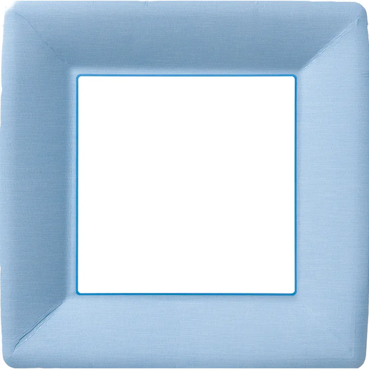 Classic Linen Blue Square Paper Dinner Plate