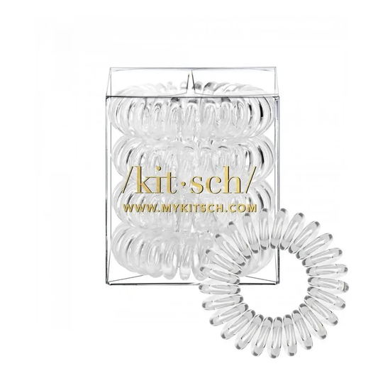 Kitsch Spiral Hair Ties 4 Pack - Clear