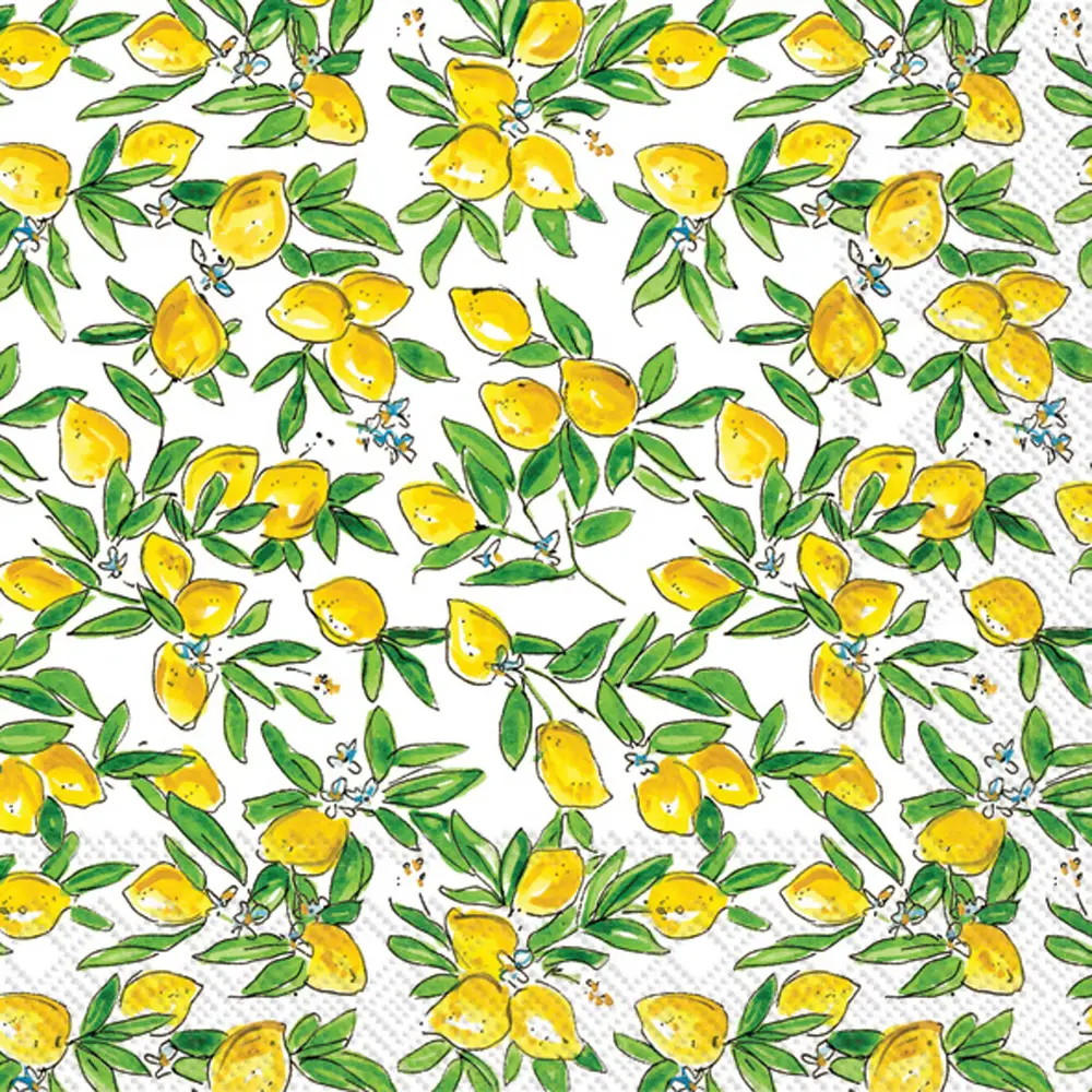 Lemons Allover Rosanne Beck Paper Cocktail Napkin Pack of 20