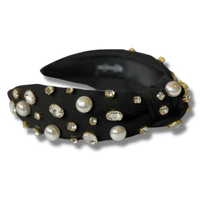 Twill Headbands W/ Large Pearls & Crystals