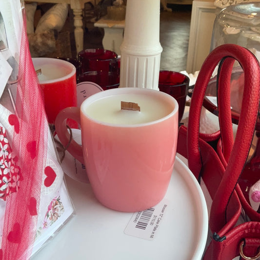 Vintage Pink Coffee Mug Candle Pep Rally 8oz