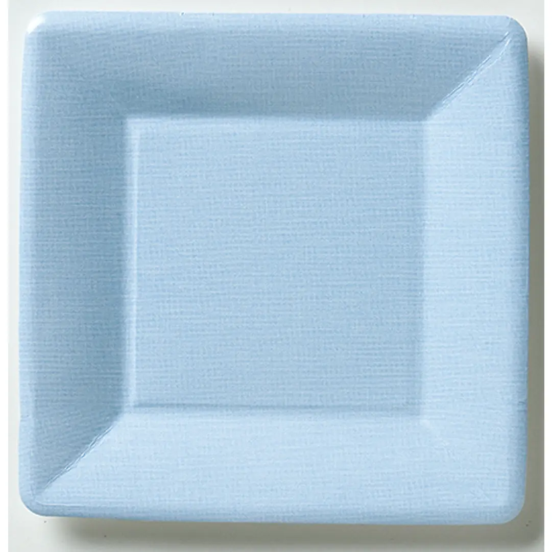 Classic Linen Light Blue Square Paper Dessert Plate