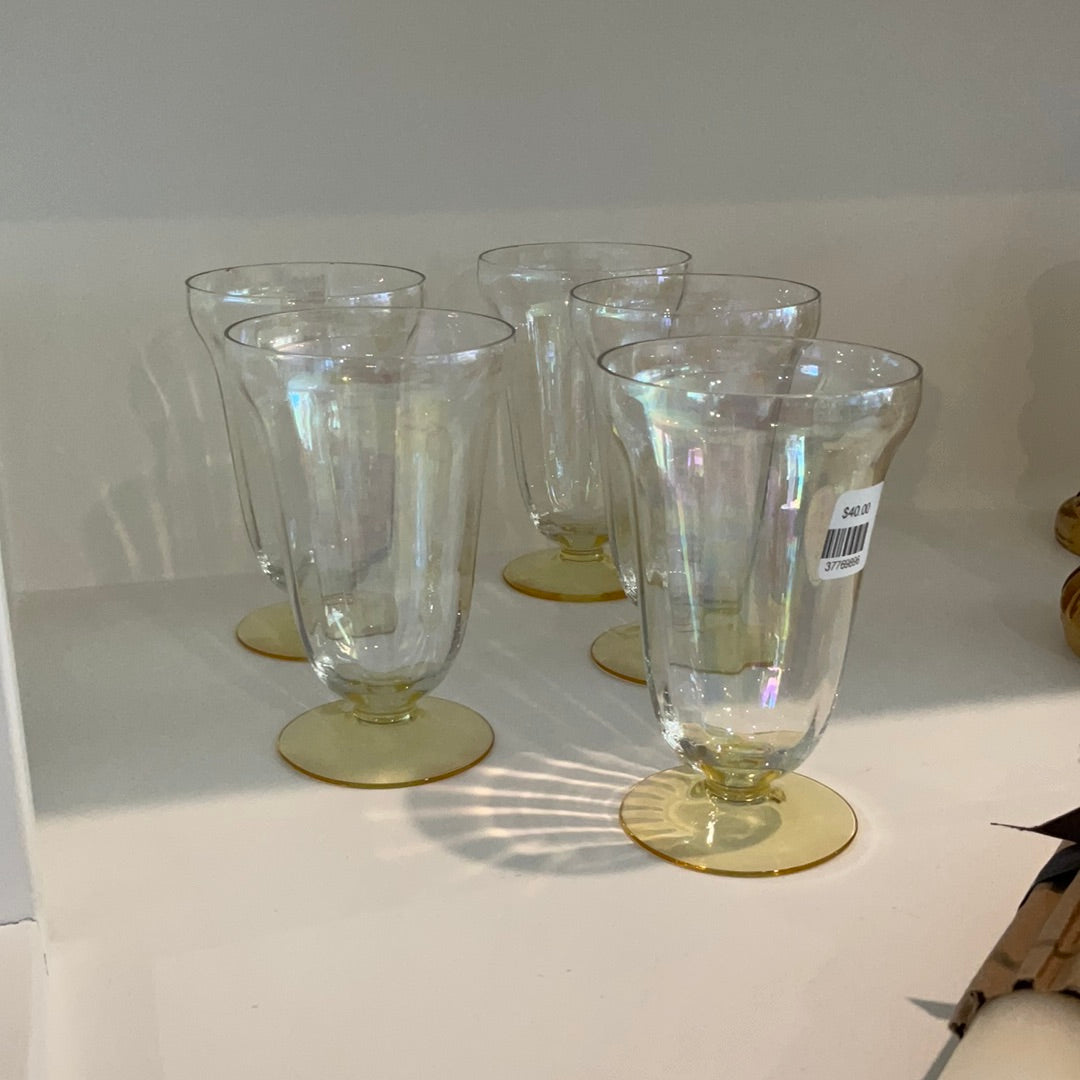 Vintage Iridescent Yellow Parfait Cups, Set of 5