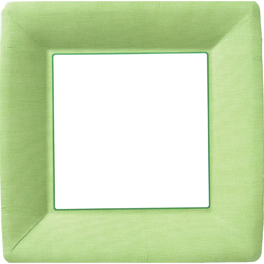 Classic Linen Green Square Paper Dinner Plate