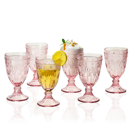 Argus Collection Goblet Glasses Light Pink, Set of 6