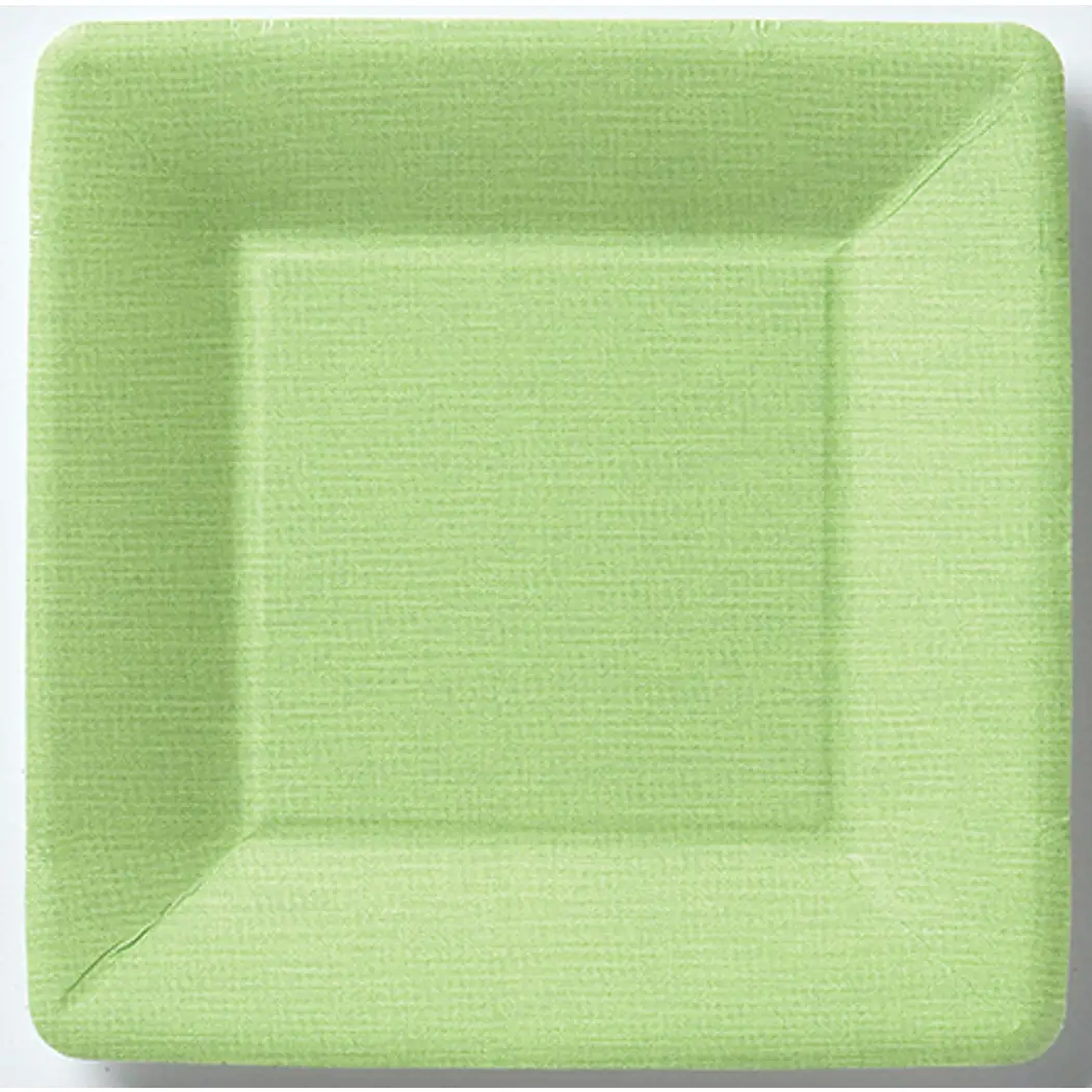Classic Linen Green Square Paper Dessert Plate