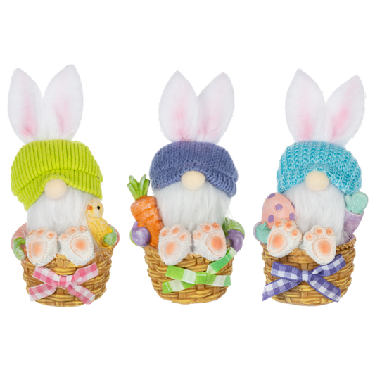 Bunny Figurines Sitting in a Basket