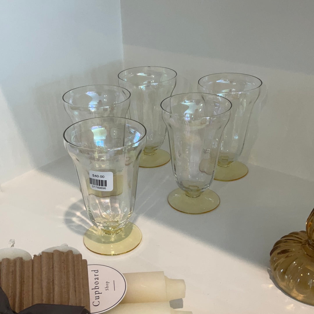 Vintage Iridescent Yellow Parfait Cups, Set of 5