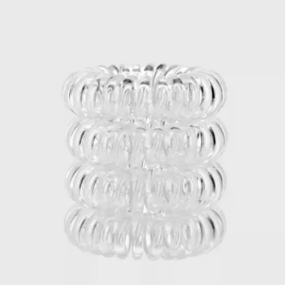 Kitsch Spiral Hair Ties 4 Pack - Clear