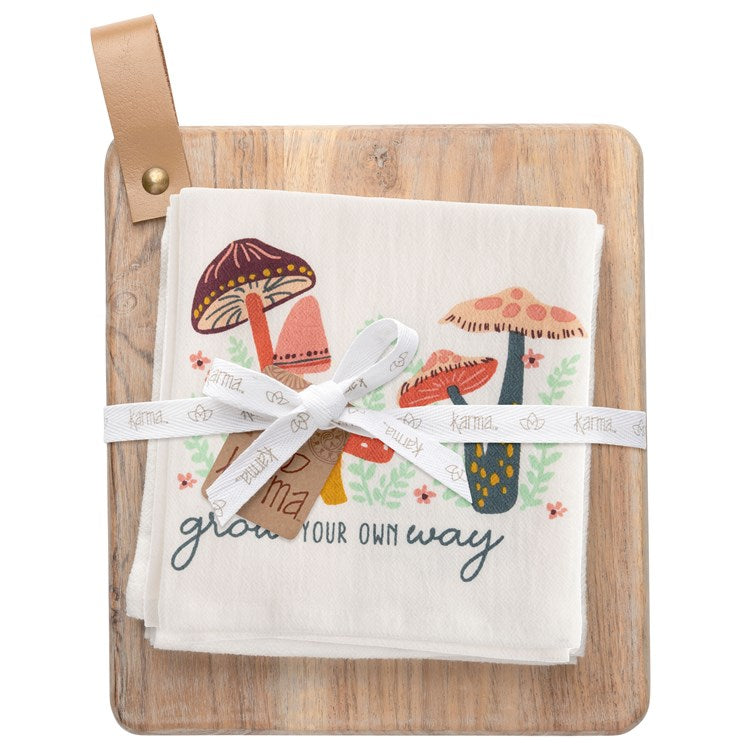 FLORA TEA TOWEL W/ CUTTING BOARD MUSHROOM (F23)