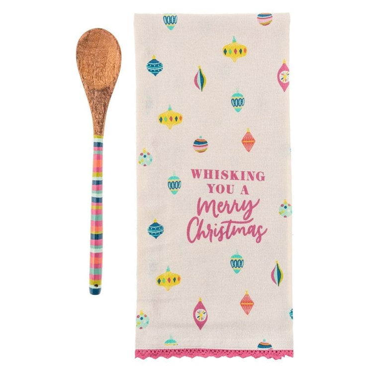 TEA TOWEL WITH WOODEN SPOON WHISKING YOU (H21)
