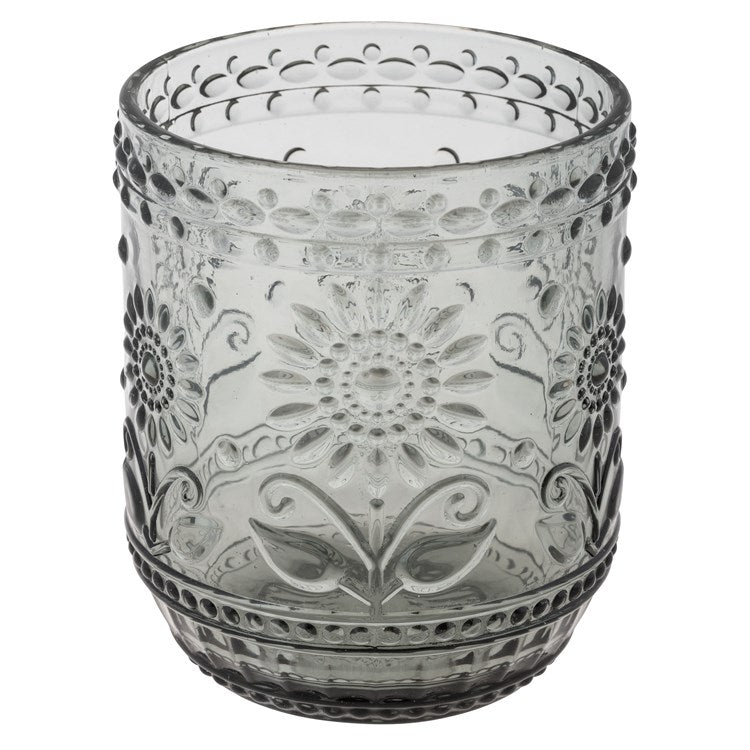 FLORAL PATTERNED DRINKING GLASSES  GRAY (S23)
