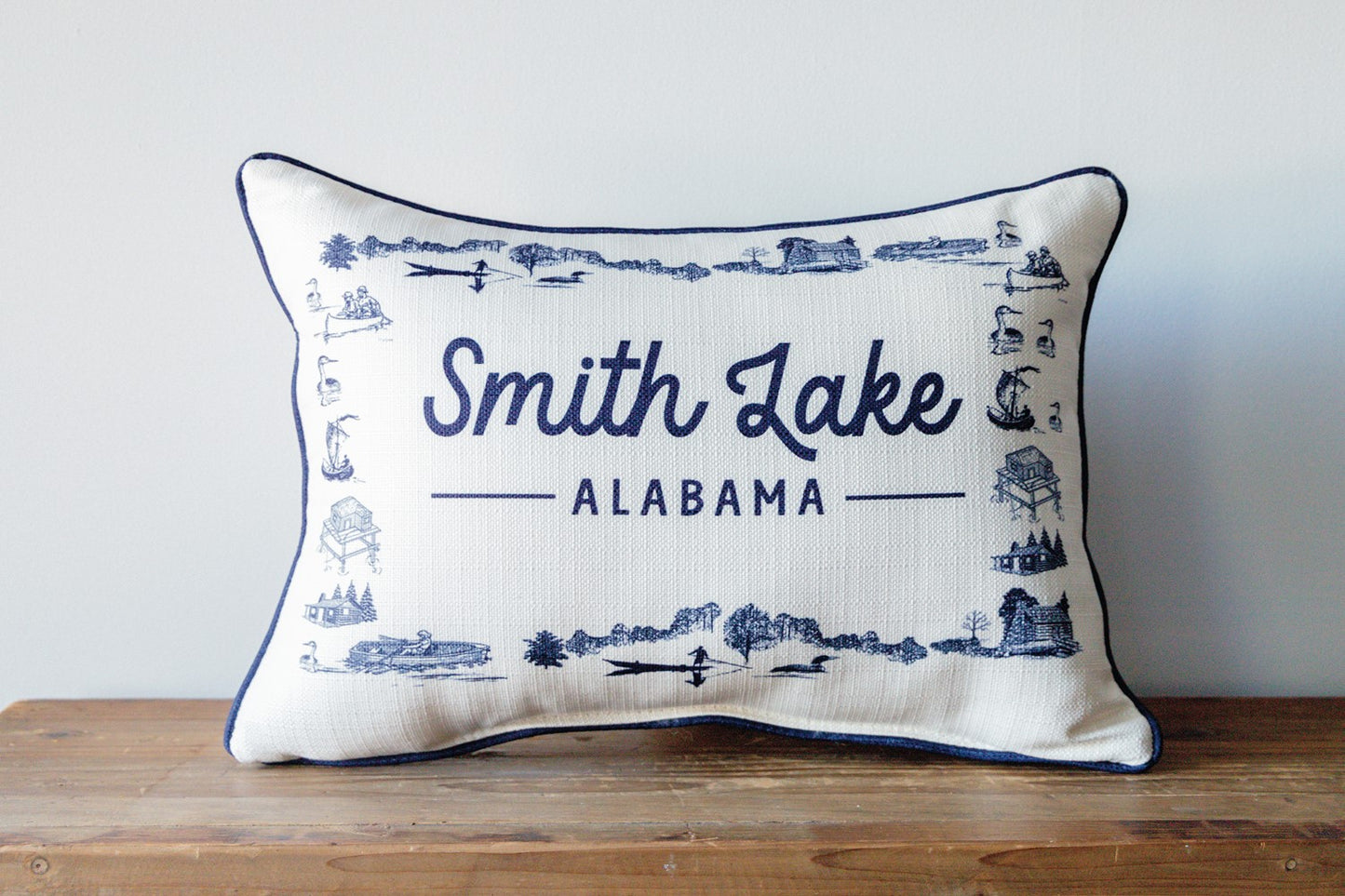Custom Lake Toile Pillow